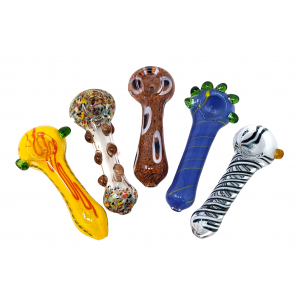 4" Assorted Designs Hand Pipes 28ct JAR - [ZDJAR28H]